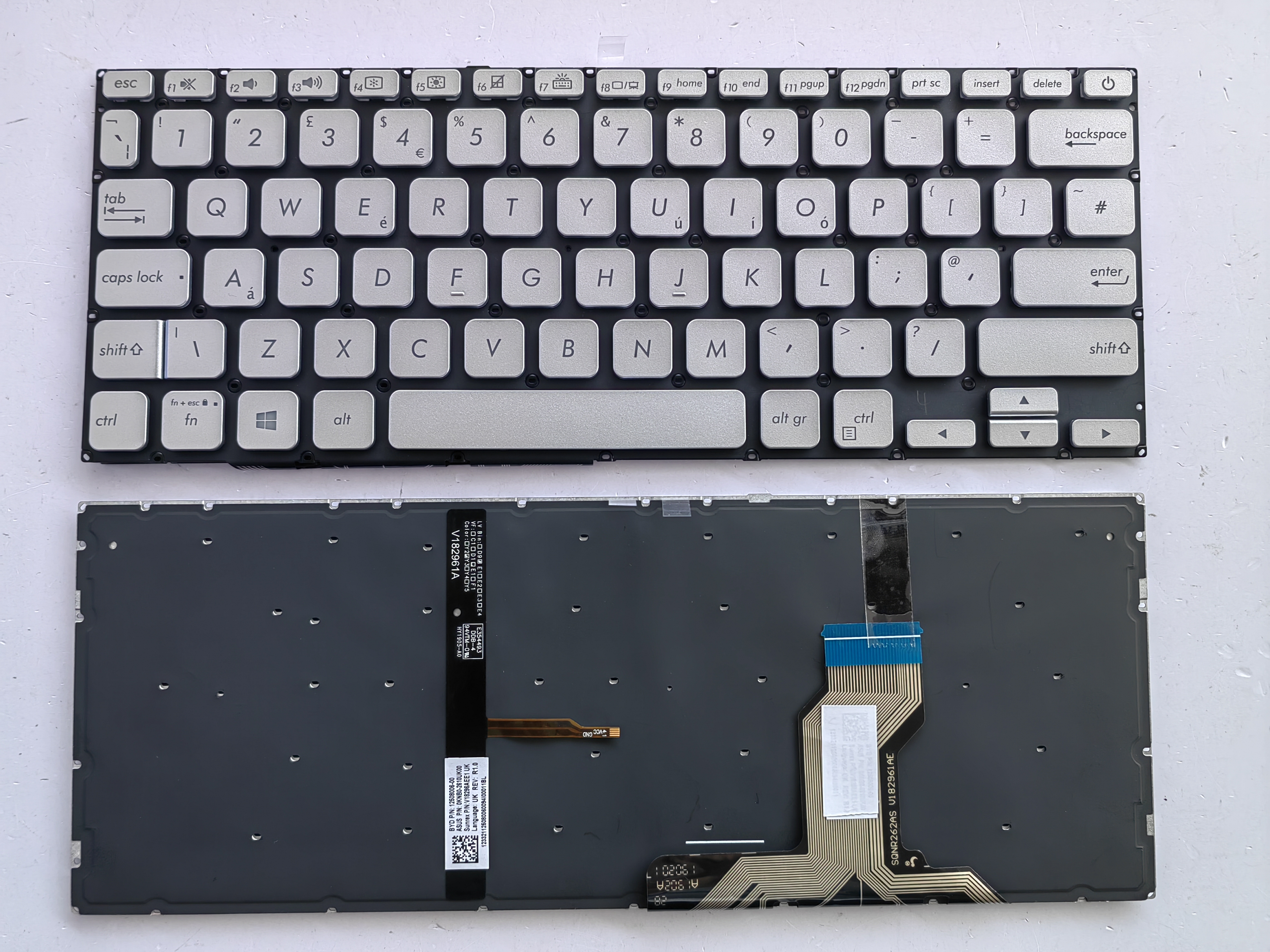 Picture of New Replacement Laptop Keyboard For ASUS X420F/Y406UA/Y406UF/V4000F SILVER Backlit UK Layout